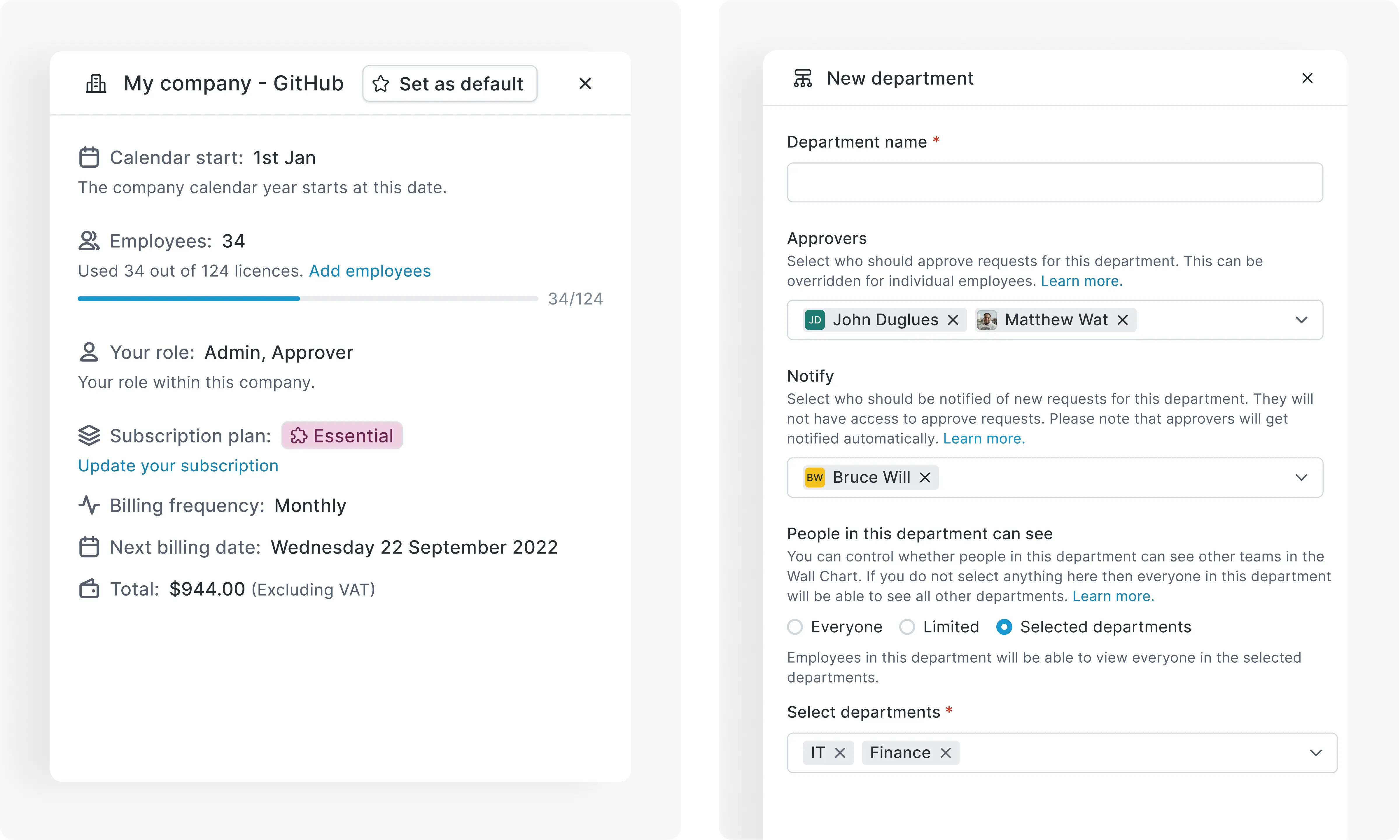 Leave Dates — team view